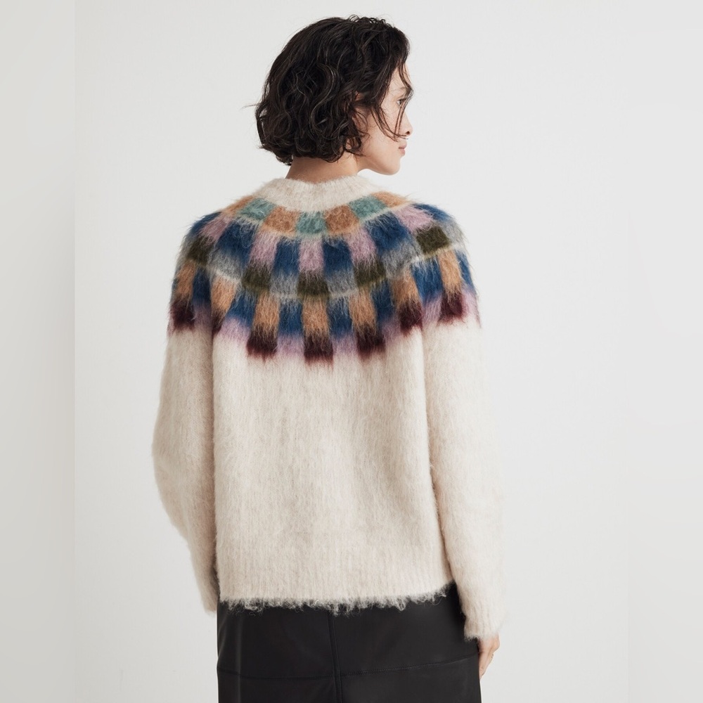 Madewell Brushed Checkerboard Fair Isle Oversized Sweater - Picture 3 of 7